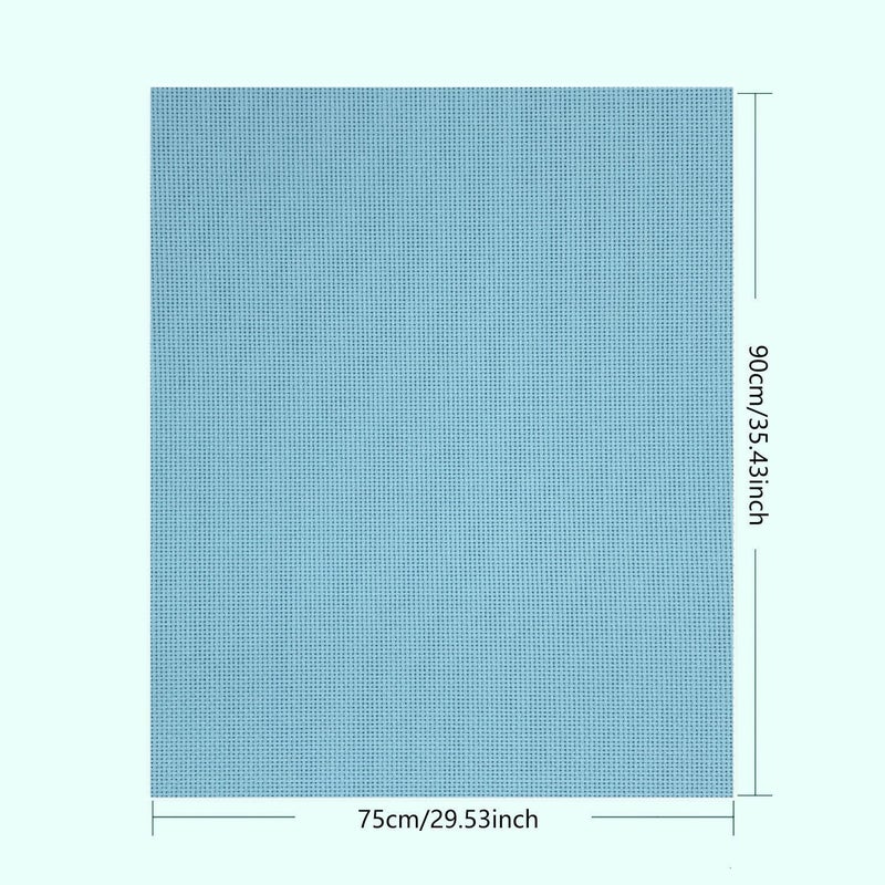 Zhenqing 14CT Aida Cloth - 30x35 Inch Cross Stitch Fabric for Embroidery, Pre-Cut Needlework Material, Acid-Free, Durable Weave(Light Blue) - Image 2
